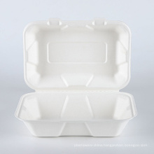 100% Biodegradable Sugarcane Bagasse Fast Food Takeaway Box